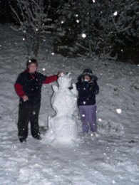 Snowman in Hotel Car Park