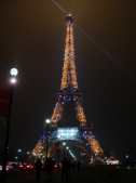 Sparkling lights on front of Eiffel Tower